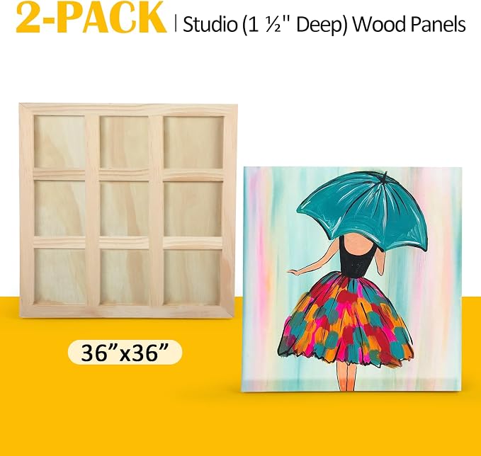 Falling in Art 2 Pack 36x36'' Unfinished Gallery Birch Wood Canvas Panels