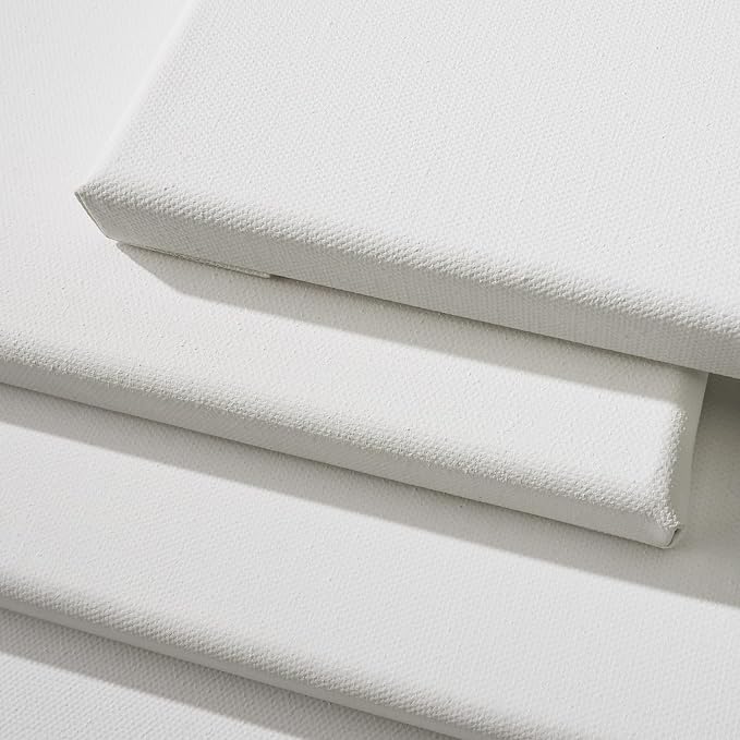 PHOENIX 4x4 Inch 8 Pack Artist Canvas - Small Square Stretched Canvases for Painting - 3/4 Inch Profile, 100% Cotton 11 Oz. Gesso Primed White Blank Professional Canvas Oil & Acrylic Paints