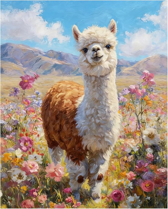 AUKELHJ Paint by Numbers Kit for Adults Beginner, Alpaca, 16X20 Inch | Paint by Number for Adults, Beginner Friendly, High-Definition Color Canvas, Stress Relief, Home Decor, Gifts, Unframed