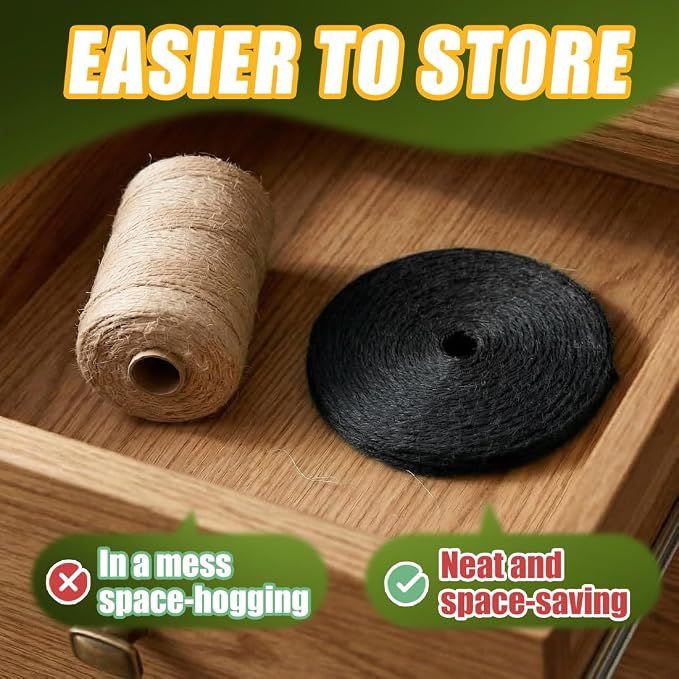 810FT Natural Jute Twine String Bulk Hemp Rope Cord for Crafts Gardening Gift Wrapping Wedding Décor Packing Material Burlap Ribbon Christmas Knitting Macrame Decoration (Black 2mm* 810ft)