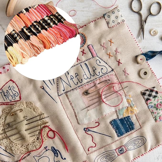 12 Skeins 105 Yards Cross Stitch Floss Colorful Embroidery Thread 6 Ply Variegated Friendship String Polyester Threads Bulk for Sewing Making Bracelets Clothes Stitching Decor Craft DIY