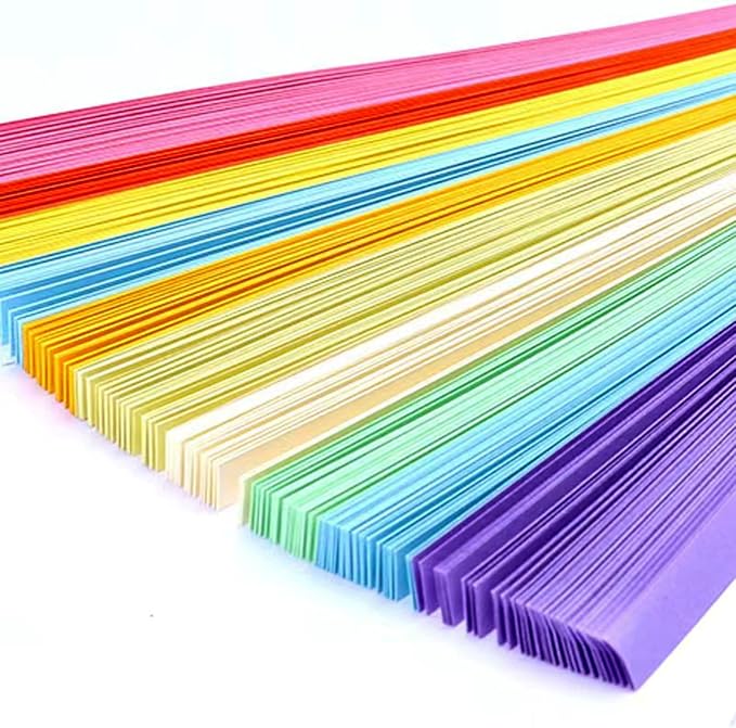 Star origami, star folded paper strips in color, handmade paper stars (10 color mix (1350 sheets))