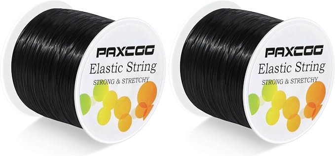 Black Elastic Stretchy String, Paxcoo Stretch Bead Cord for Bracelets, Necklaces, Jewelry Making and Beading Supplies (Pack of 2)