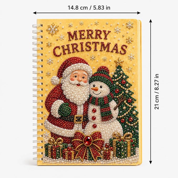 100 Pages DIY Christmas Pearl Diamond Art Painting Notebook，Style H