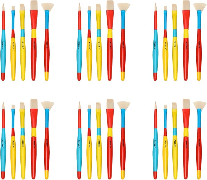MEEDEN Paint Brushes Set for Kids: Brush for Toddlers 6 Packs/30 Pcs