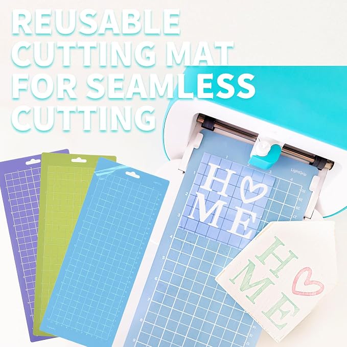 THANMAO 4.5" x 12" + 4.5" x 6.5"Cutting Mat，Blue Light Grip/Green Standard Grip/Purple Strong Grip, Adhesive Cutting Mats，Accessories for Cricut Joy（6 Pack）