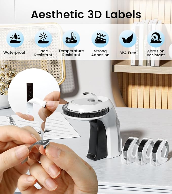 Embossing Label Maker with 5 Tapes, Scrapbook Junk Journal Supplies Kit