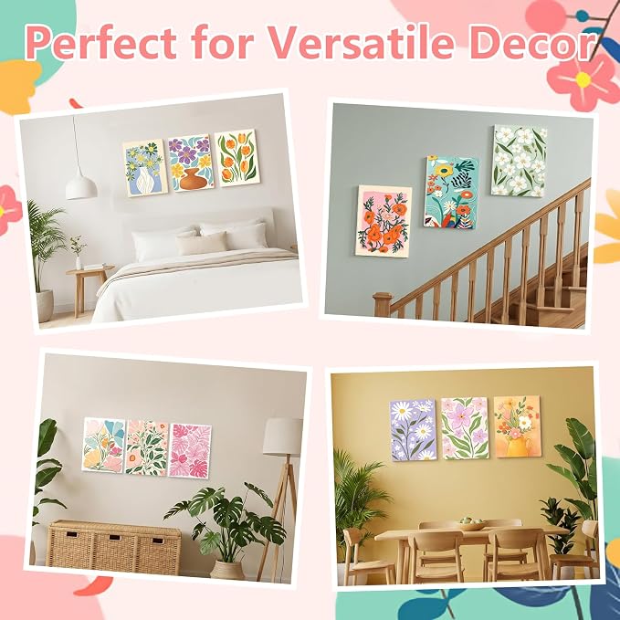 12 Set Paint by Numbers Kit for Adults with 8x12 In Simple Flower Painting