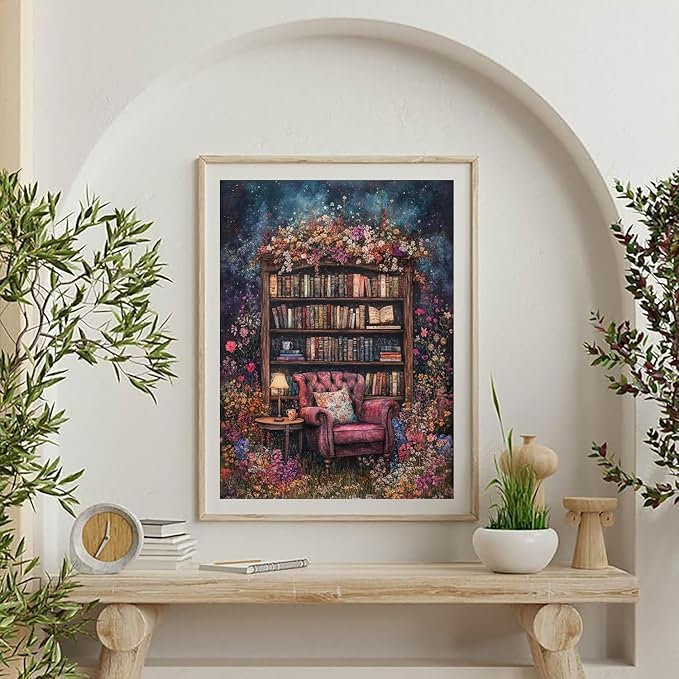 DAZZLEDOTS Diamond Art Kits for Adults Flowers Bookcase Diamond Painting