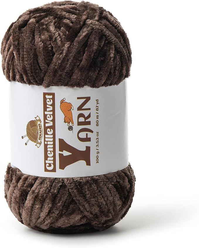 Chenille Crochet Coffee Yarn 1 Pack