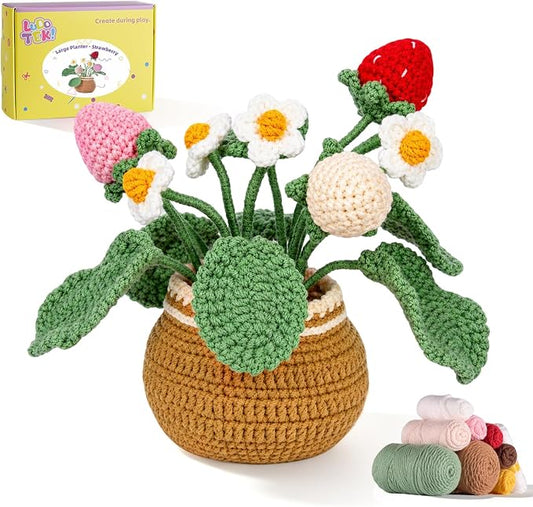 Crochet Kit for Beginners, Crochet Plant Kit,Knitting Kit(Strawberry)
