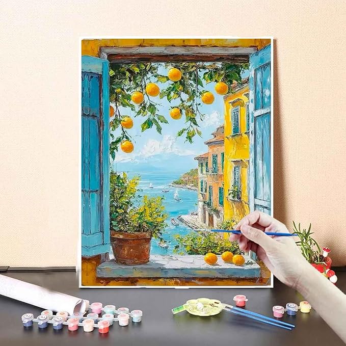 Yunruily Paint by Number Adult Lemon Tree-Adult Paint by Numbers,Paint by Numbers for Adults Canvas for Gifts Home Wall Decor(16x20inch)