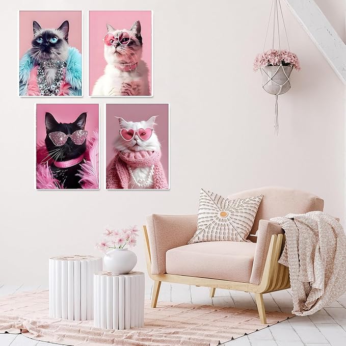 4 Pack Black Cat Diamond Art Kits for Adults Diamond Painting Kit Beginner