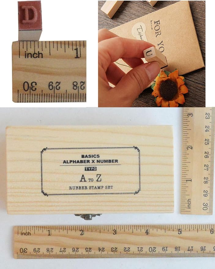 Pack of 36 Pcs Small Wooden Rubber Stamps 0.2 Inch of Letter and Number for DIY Craft Card and Photo Album (B)