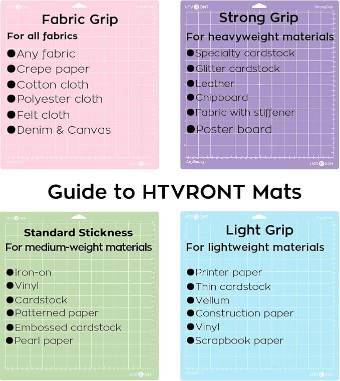 HTVRONT Cutting Mats Compatible with Cricut Joy/Joy 2, 6 Pack | 2 Sizes: 4.5"x12" (3pcs) & 4.5"x6.5" (3pcs), Light/Standard/Strong Stickness, Compatible with Cricut Joy/Joy 2
