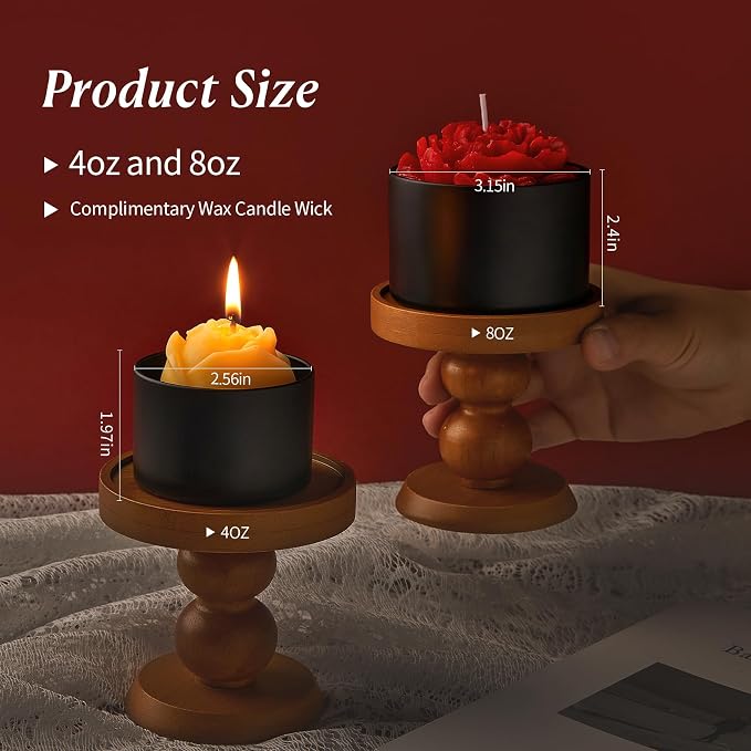 MGLIFEUL 8oz Candle Tins Jars Cans with Lids and Wax Wick for Making Candle | Black Empty Candle Containers for Small Business & Beginners Commercial candle-making DIY Candle Supplies (Black,8oz,24pcs)