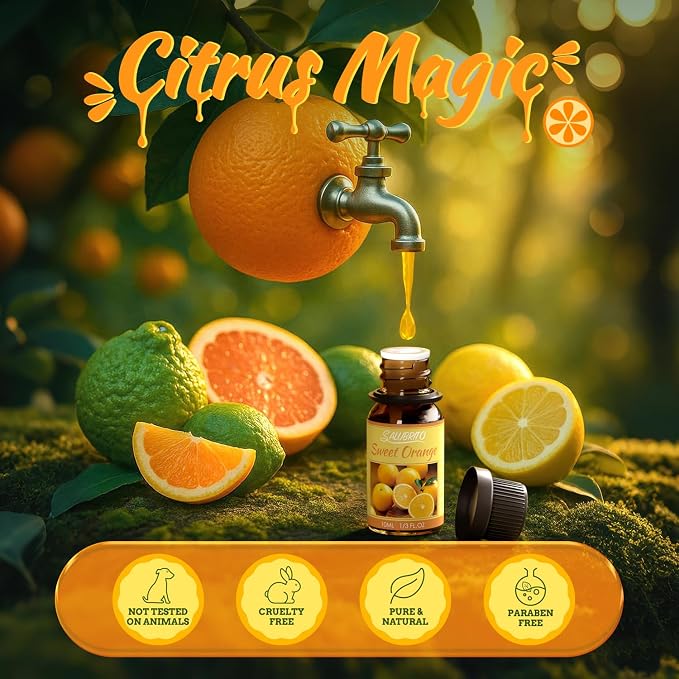 Salubrito Citrus Essential Oils Set for Diffuser, Fragrance Oil | Sweet Orange, Bergamot, Lemon, Grapefruit, Mandarin Orange, Lime Scented Oil for Soap Making, Candle Making