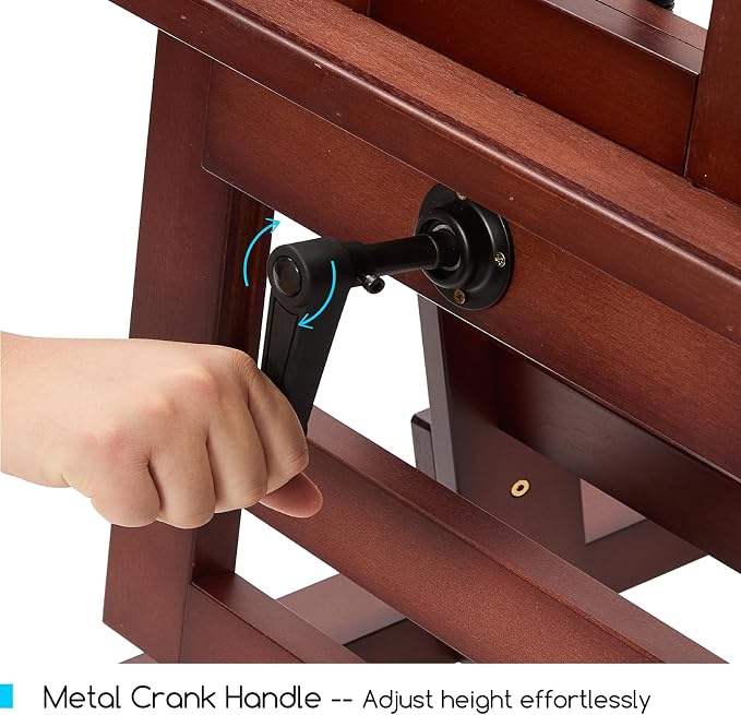 MEEDEN Extra-Large H Frame Easel: Solid Beech Wood Artist Easel for Adults | Professional Heavy Duty Easel with Crank, Movable and Tilting Flat Art Easel Stand for Canvas up to 76.7", Deep Walnut