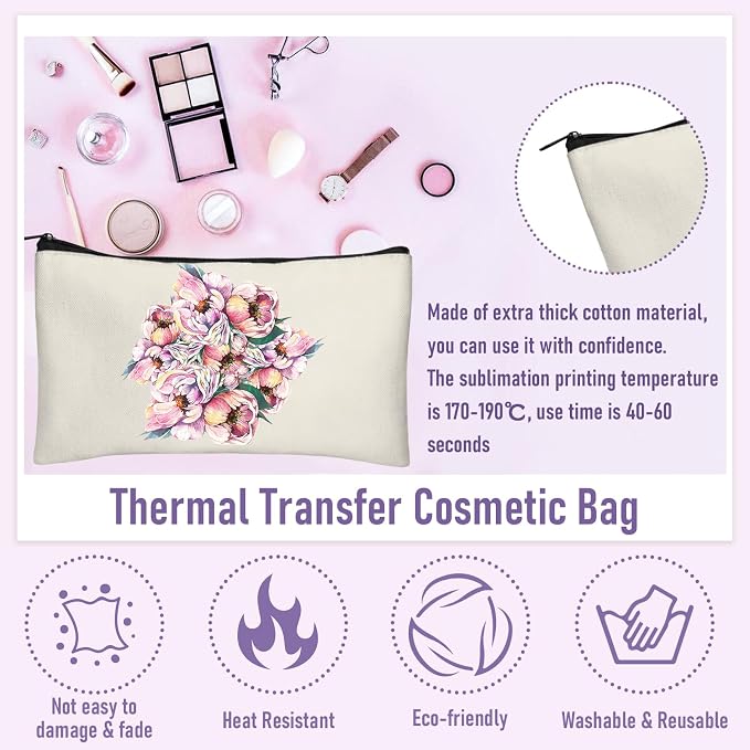 Legigo Blank Canvas Bags Zipper Pouch Makeup Bags Pencil Pouch Bulk | Multi-Purpose, Sturdy Canvas Pouch with Zipper, Cosmetic Travel Toiletry Bag for DIY Crafts, Gifts & Storage, 8.3 x 5 Inch