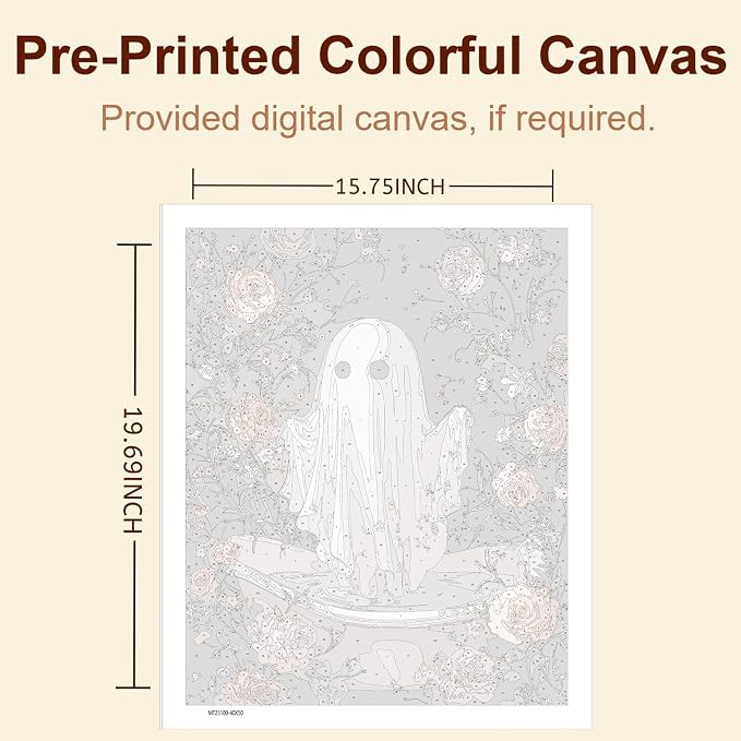 Gemozaic Halloween Paint by Numbers Kit for Adults - Cute Bathtub Ghost | Bathroom Spooky Paint by Number for Adults, DIY Acrylic Numbers Painting for Home, Wall Decor, Gift, 16 x 20 IN, Unframed