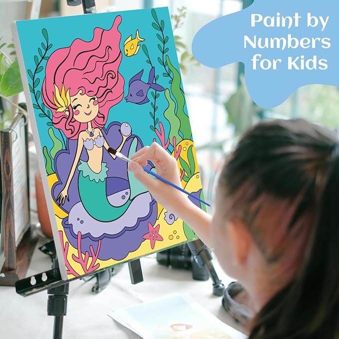 goldentime 3 Pack Kids Paint by Numbers Ages 4-8-12 Includes 8x10 inch Framed Canvas with 19 Acrylic Paints, 5 Brushes Fun and Easy Predrawn Canvas for Painting Kids