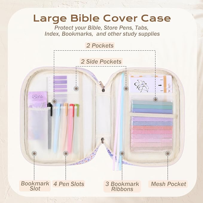 XKDOUS Bible Cover Case for Women Bible Bag Journaling Kit w/Study Supplies