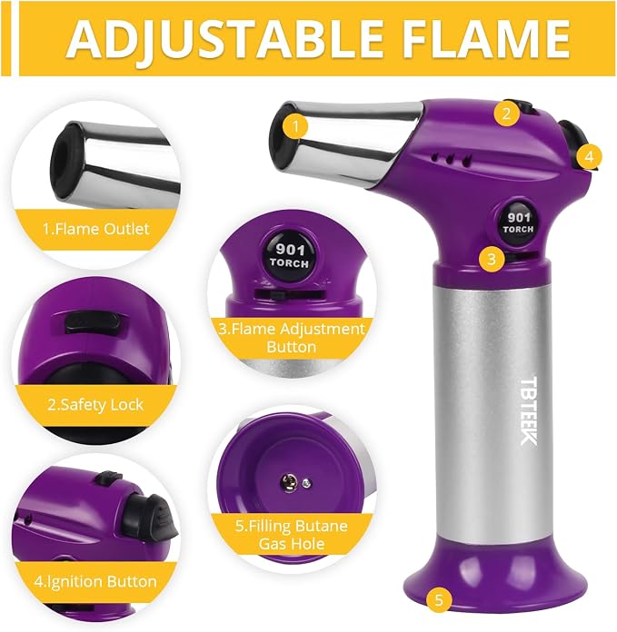 TBTeek Kitchen Butane Torch with Safety Lock for Baking, Crafts & Steak