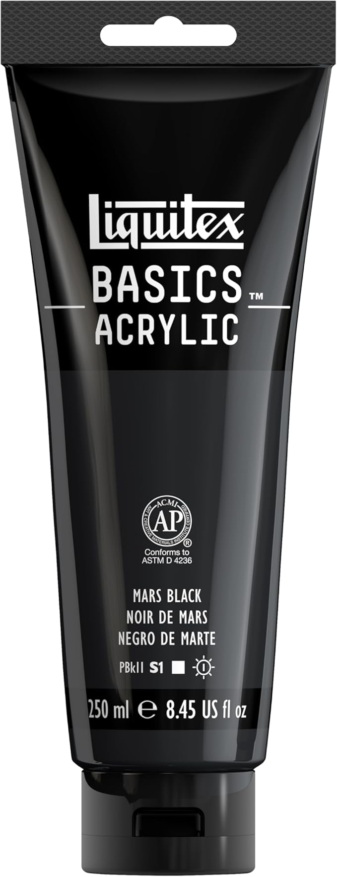 Liquitex BASICS Acrylic Paint, 8.5-oz Tube, Mars Black | Medium Viscosity, Satin Finish, Lightfast, Fine Art Pigments, Range of Opacities, Easy Blending