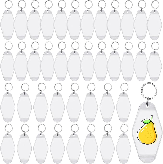 LOTMER 20/30/40/80 PCS Hotel Keychain Blank with Key Rings, 60 Colors Motel Key Chains for DIY Keychains