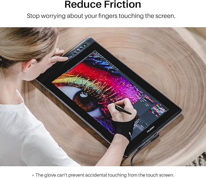 HUION GL02 Large Size Artist Drawing Glove, Left or Right Hand | Two-Finger Elastic Lycra Glove for Drawing Tablets and Paper Sketching, Reduces Friction