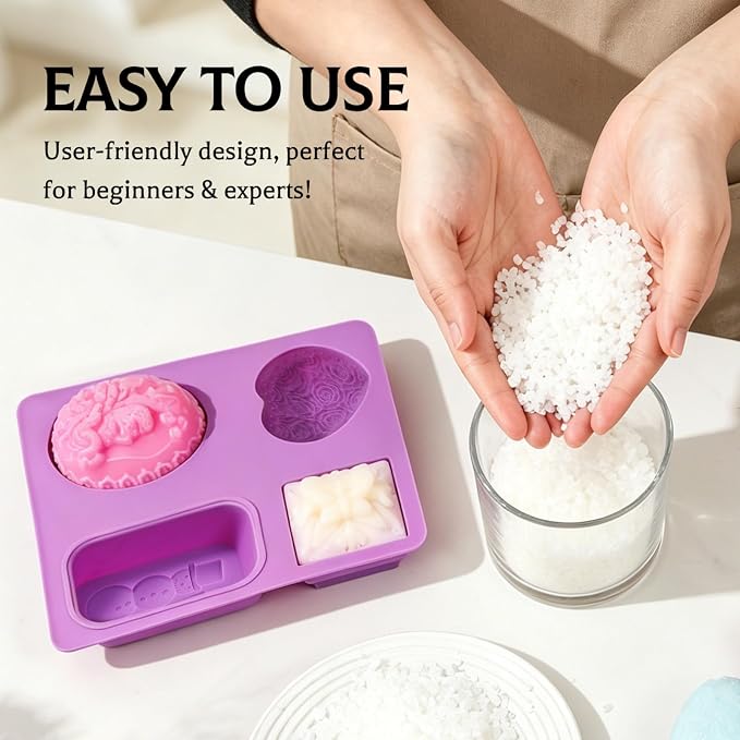 SJ 3D Silicone Craft Mold Set, 2-Pack 4-Cavity Soap & Craft Molds | For Crafts, Soap Making, Resin, Wax Melts & Chocolate, Food Grade Silicone, Easy Release, Reusable