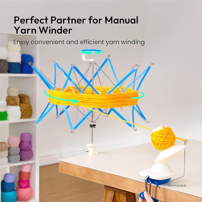 Yarn Swift, Stable Umbrella Holder for Skeins, Flexible Lightweight Design | Easy to Use, Foldable Metal Design, Height & Diameter Adjustable to Suit Space, Ideal Helper for Yarn Knitting Enthusiasts