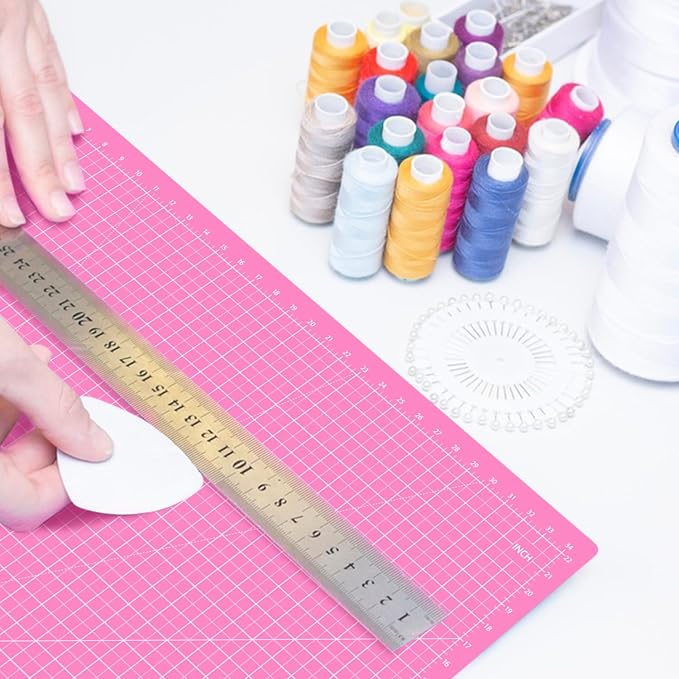 Headley Tools Thickened 24 x 36 Inch Self Healing Sewing Cutting Mat, A1 Rotary Cutting Sewing Mat for Crafts, Double Sided 5-Ply Table Cutting Board for Fabric Quilting Leather Hobby, (Pink/Purple)