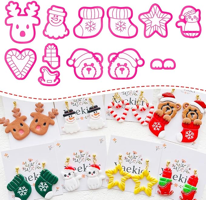 Holiday Theme Polymer Clay Cutters Set – Molds, Clay Cutters for Polymer Clay, Clay Earring Tools