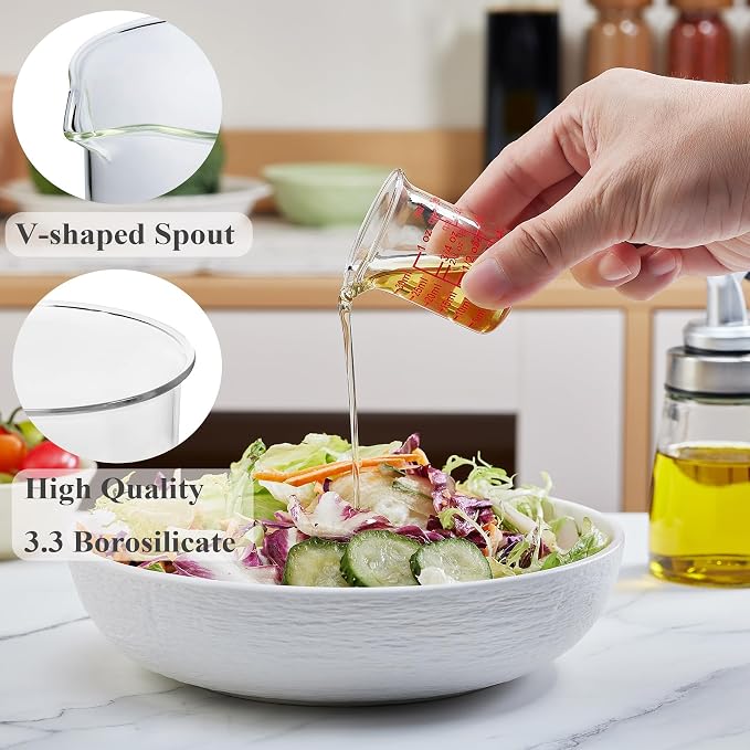 Ackers BORO3.3 Glass Measuring Cups with V-Spouts, 30 ml/1 oz, 2 Pack