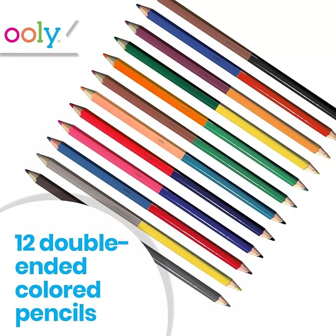 Ooly Double-Ended Colored Pencils, Set of 12, 24 Colors