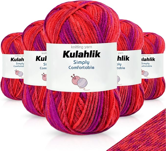 250g(5x50g) Acrylic Yarn for Crochet/Knitting, Colorful Gradient Yarn Thread, 5 Rolls Skeins, Perfect for Any Knitting Crochet and Crafts Mini Project