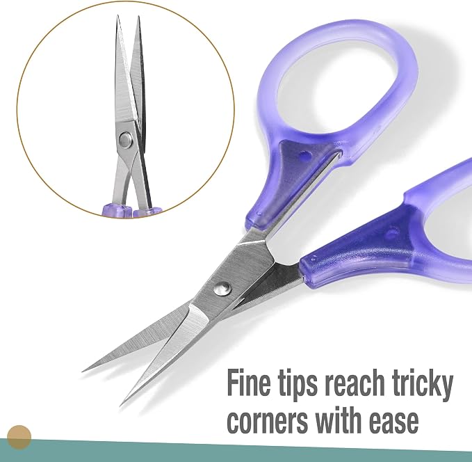 Beaditive Mini Craft Scissors Set (2-pc) - Portable 3.25" Small Detail Scissors with Fine Tip for Embroidery, Knitting & Paper Cutting - Ultra-Sharp with Protective Cap (Jelly Colors)