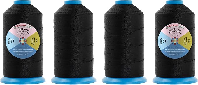 Mandala Crafts Size 138 420D T135 Black Combo Bonded Nylon Thread, 5000 YDs