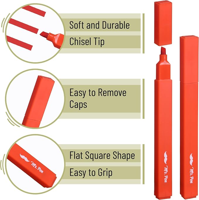 Mr. Pen- Aesthetic Highlighters No Bleed, 8 Pack, Assorted Colors | Chisel Tip, Cute Highlighters Assorted Colors for Journaling, Highlighting, Underlining, Fast Dry, Back to School Supplies
