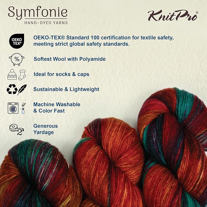 KnitPro Symfonie Fingering Weight Merino Wool Yarn 100g, Party Lights