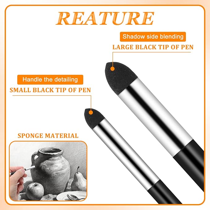 Artist Blending Sponge Pen 6pcs Rubbing Sponge Brush Sketch Wipe