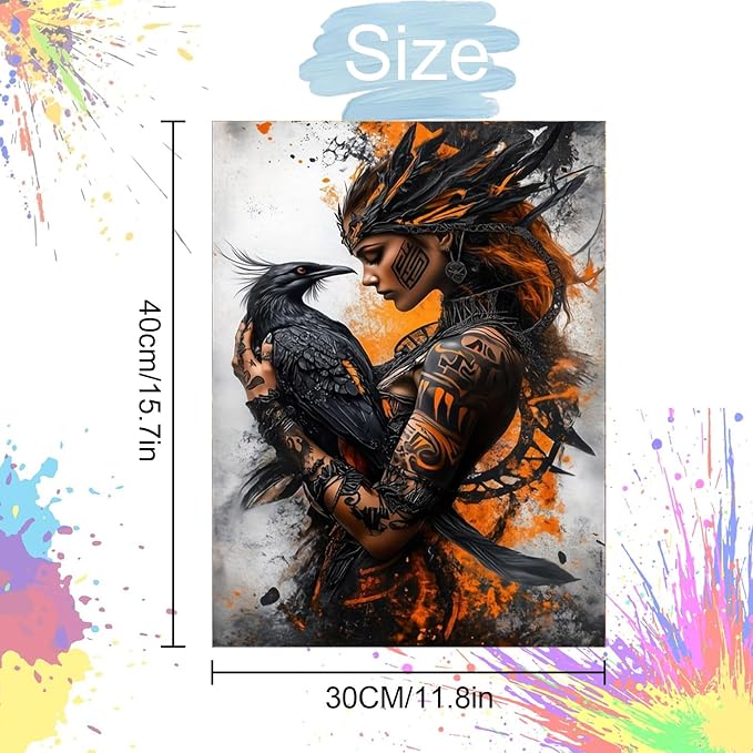 NZNANCHU DIY Paint by Numbers for Adults,Tribal Woman Painting by Number Kits on Canvas,Color by Numbers for Beginner,Gifts Decor for Home Wall Room (Eagle)