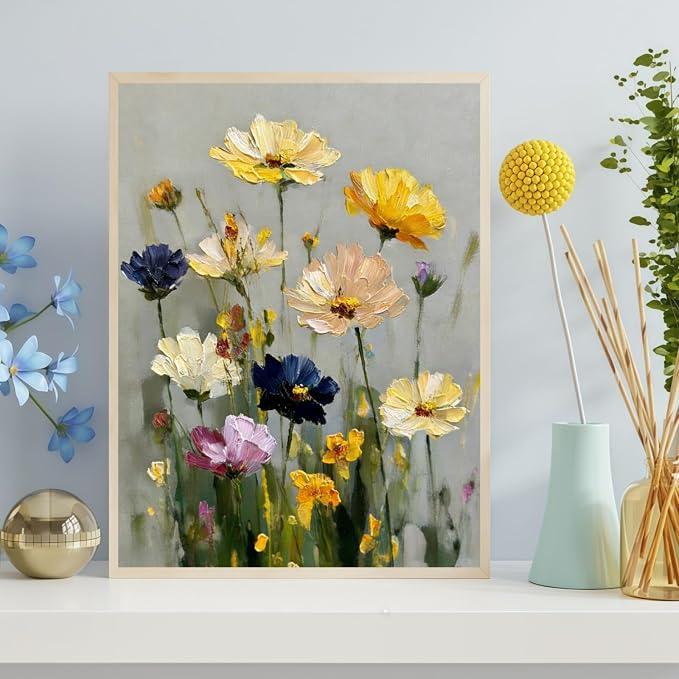CHWGLFGG 5D Wild Flowers Diamond Art Kits for Adults Beginners 12x16in | Floral Diamond Painting Kits DIY Full Round Drill Paint by Diamonds Dot Gem Art for Adults, Home Wall Decor