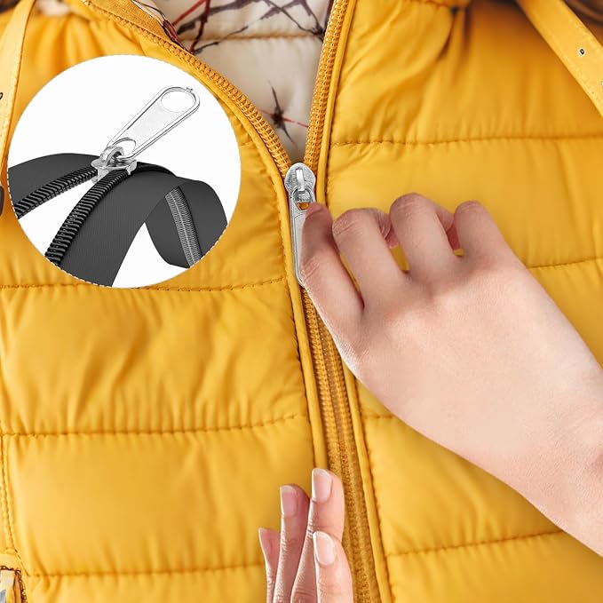 DOITEM 25Pcs Silver Zipper Repair Kit Zippers Replacement 3# Zipper Pull Rescue Kit for Clothing Jackets Purses Luggage Backpacks