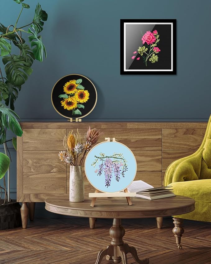 TINDTOP Embroidery Kit for Adult, Ribbon Embroidery Kit for Beginners | for Craft Lover Hand Stitch with Embroidery Skill Techniques (FLowers)