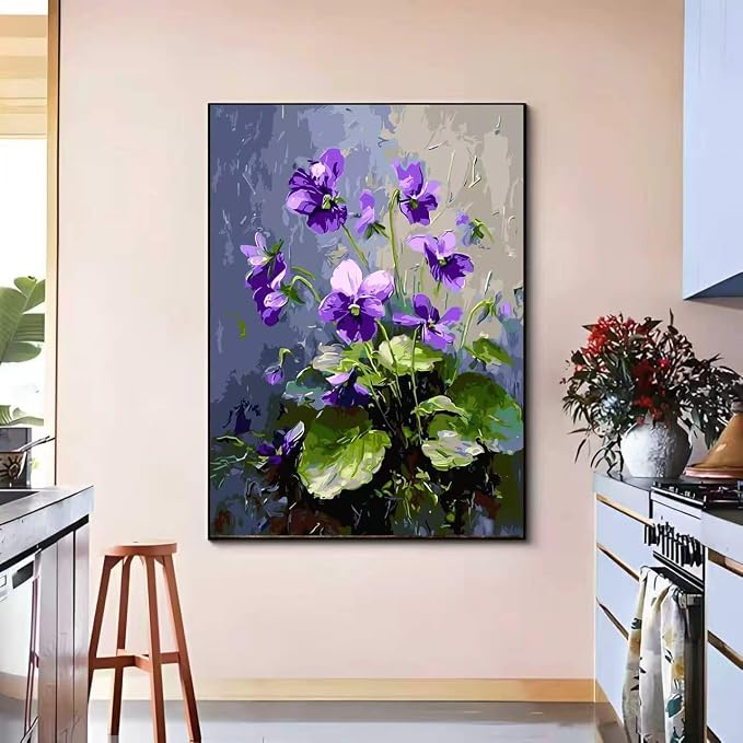 Violet Paint by Numbers Kit for Adults Beginner,Wall Crafts 16 X 20 inch | color by numbers for adults,paint canvas,DIY Easy Acrylic Watercolor Oil Colorful Home Decor
