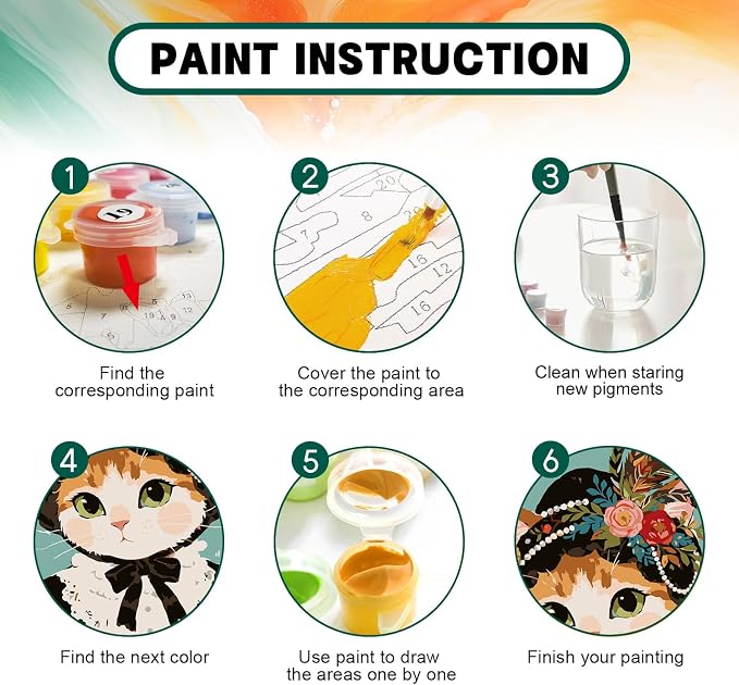 Framed Paint by Numbers Kit for Adults Beginner & Kids Ages 8-12, Funny Cat Adult Paint by Number Kits on Canvas with Frame, DIY Acrylic Number Painting for Adults for Home Decor Gift 8 x 12 Inch