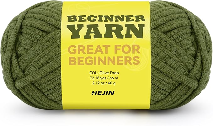 60g Floral Green Yarn for Crocheting and Knitting;66m (72yds) Cotton Yarn for Beginners with Easy-to-See Stitches;Worsted-Weight Medium #4;Cotton-Nylon Blend Yarn for Beginners Crochet Kit Making