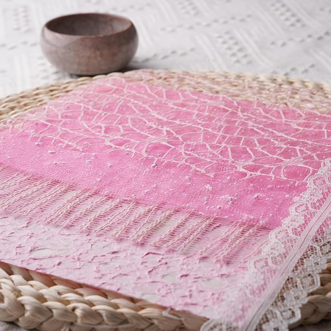 15Pcs Handmade Scrapbook Art Craft Textured Paper Colorful A5 sheet Mesh Special Paper Mix for Scrapbooking Junk Journal Journaling Supplies DIY Materials,5.8x8.2 inches (Pink)